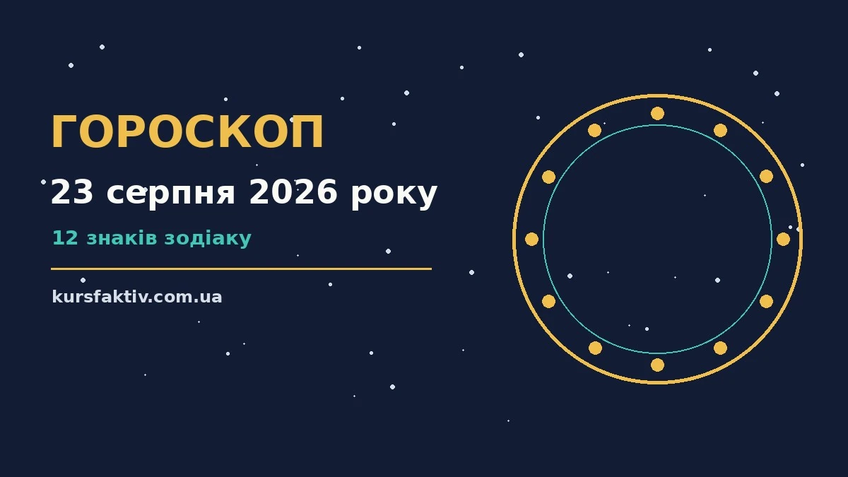 Зодіакальний гороскоп на 23 серпня 2026 року, знаки зодіаку на тлі зоряного неба