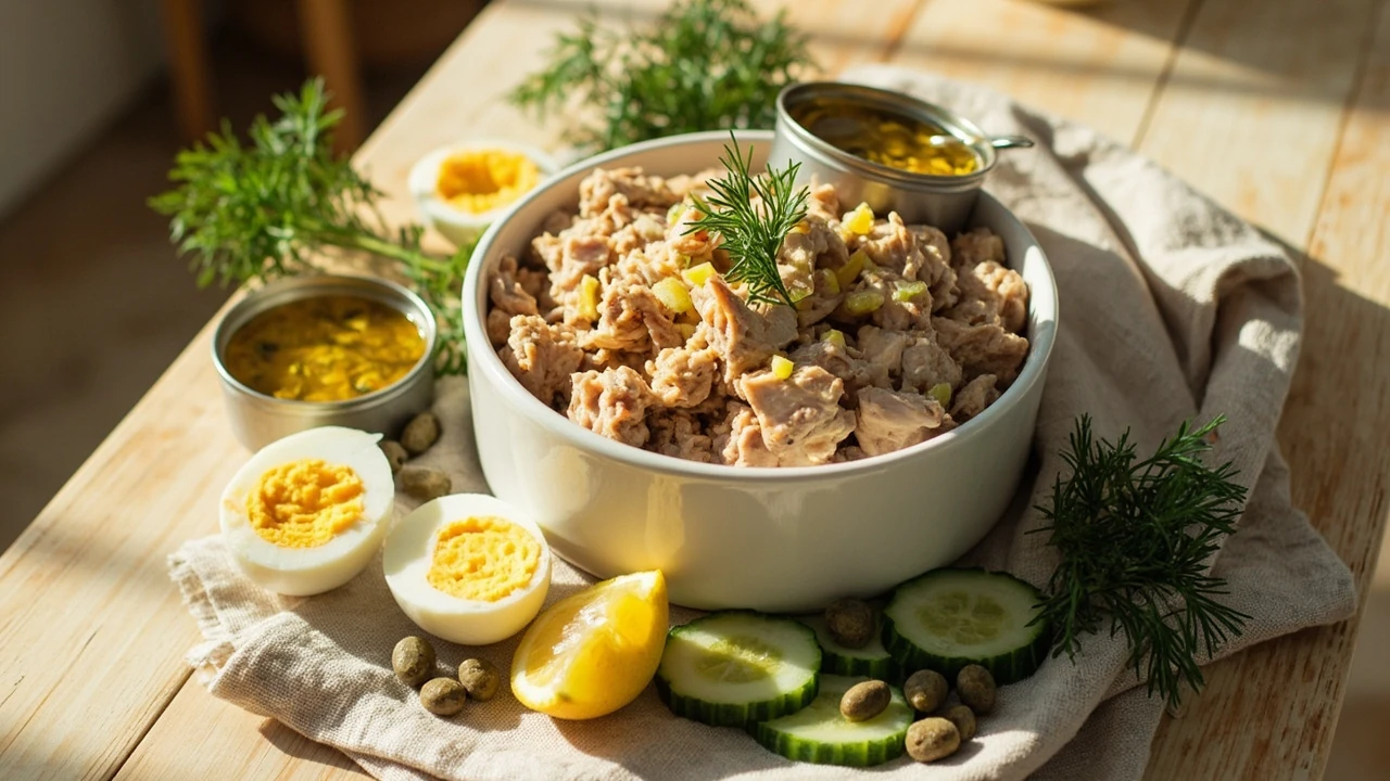 салат з тунця і яєць