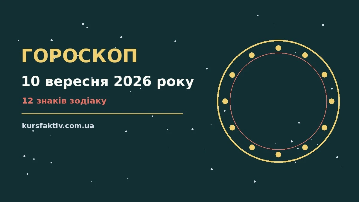 Зіркова ілюстрація до гороскопу на 10 вересня 2026 року: нічне небо, знаки зодіаку, нотки осіннього тепла